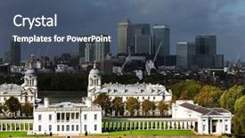  Presentation with financial center - Audience pleasing presentation theme consisting of greenwich and the financial center backdrop and a  colored foreground