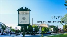  Presentation with avenue - Colorful presentation theme enhanced with greenwich-ct-usa-september-11 backdrop and a light blue colored foreground