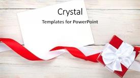  Presentation with gift ribbon - Presentation with greeting card and gift box background and a pink colored foreground