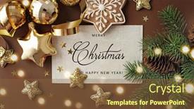  Presentation with christmas card - Presentation design consisting of greeting-card-and-gold-christmas background and a tawny brown colored foreground