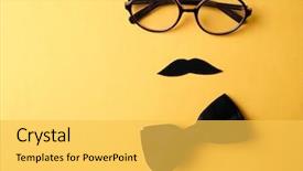 Presentation with glasses - Presentation design featuring greeting card fathers day - glasses mustache and bow tie background and a yellow colored foreground