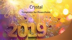  Presentation with new year 2019 - Colorful slides enhanced with greeting card for your project backdrop and a blonde colored foreground