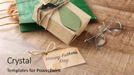  Presentation with greeting card - Audience pleasing theme consisting of wooden background father's day backdrop and a coral colored foreground