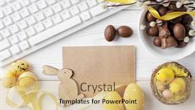  Presentation with greeting card - Cool new slides with greeting-card-with-colorful-easter backdrop and a coral colored foreground