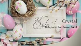  Presentation with greeting card - Slide deck enhanced with greeting-card-with-colorful-easter background and a soft green colored foreground