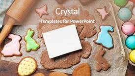  Presentation with greeting card - Slide set enhanced with greeting card with cooking gingerbread background and a coral colored foreground