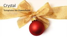  Presentation with ornament - PPT theme having greeting card with decorative ribbon background and a blonde colored foreground