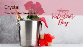  Presentation with greeting card - Amazing PPT theme having greeting card with red rose backdrop and a  colored foreground