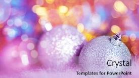  Presentation with silver christmas - PPT theme featuring greeting card with silver christmas background and a lavender colored foreground