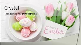  Presentation with card holiday flowers abstract - Beautiful slides featuring greeting card with tulip flower backdrop and a  colored foreground