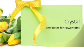  Presentation with greeting card - Cool new theme with greeting card with yellow ribbon backdrop and a soft green colored foreground
