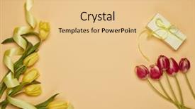  Presentation with romantic gift - Slide deck having greeting card women's day background and a lemonade colored foreground