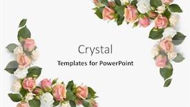  Presentation with light roses - PPT layouts with greeting-corners-frame-from-roses background and a white colored foreground