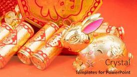  Presentation with calligraphy - Presentation consisting of greeting-for-chinese-rabbit-new background and a gold colored foreground