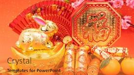  Presentation with translation - PPT theme having greeting-for-chinese-rabbit-new background and a gold colored foreground