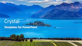  Presentation with new zealand - Beautiful presentation design featuring greeting-postcard-picturesque-vineyard-descends backdrop and a teal colored foreground
