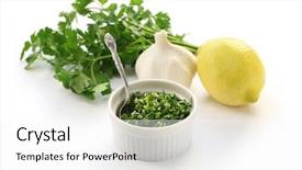  Presentation with herb - Beautiful slide deck featuring gremolata italian chopped herb condiment backdrop and a white colored foreground