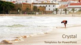  Presentation with sunset at venice beach palm - Presentation design featuring grenada - sunset light over lagos beach background and a  colored foreground