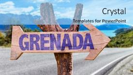  Presentation with road - Presentation theme consisting of grenada wooden sign with road background and a  colored foreground
