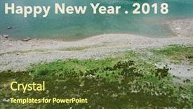  Presentation with happy new year - Amazing theme having world card grey - 'happy new year 2018' backdrop and a tawny brown colored foreground