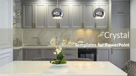  Presentation with dining table - Slide set having grey-and-white-contemporary-classic background and a coral colored foreground