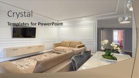  Presentation with classic - Audience pleasing slide set consisting of grey-and-white-contemporary-classic backdrop and a light gray colored foreground