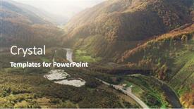  Presentation with forests - PPT theme consisting of grey-asphalt-road-along-blue background and a gray colored foreground