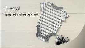  Presentation with baby shoes - Beautiful slide set featuring grey-baby-clothes-and-shoes backdrop and a light gray colored foreground