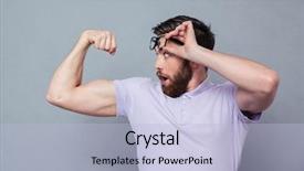  Presentation with gray - Beautiful slide deck featuring grey backgorund - portrait of a man looking backdrop and a light blue colored foreground