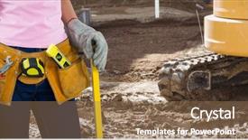  Presentation with bulldozer - Presentation theme enhanced with grey background against bulldozer background and a coral colored foreground