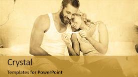  Presentation with pregnancy - Slide set with quarterly results - grey background against happy couple background and a gold colored foreground