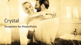  Presentation with pregnancy - Audience pleasing PPT layouts consisting of grey background against woman holding pregnancy test while embracing man backdrop and a blonde colored foreground