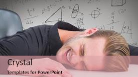  Presentation with desk - Amazing presentation theme having frustrated business man on desk backdrop and a coral colored foreground