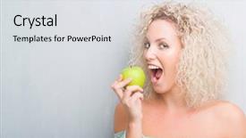  Presentation with apple - PPT theme with grey background eating green apple background and a  colored foreground