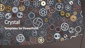 Presentation with parts - Beautiful theme featuring different cogwheels laying on grey backdrop and a dark gray colored foreground