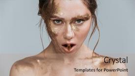  Presentation with beauty makeup - Audience pleasing presentation theme consisting of grey background looking camera backdrop and a coral colored foreground