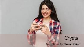  Presentation with mobile games - PPT theme featuring grey background wall play games background and a  colored foreground