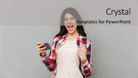  Presentation with mobile games - Amazing PPT theme having grey background wall play games backdrop and a  colored foreground