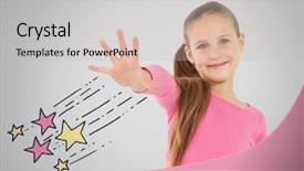  Presentation with analog to digital convertion - Audience pleasing theme consisting of grey background with hand reach backdrop and a light gray colored foreground