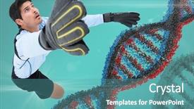  Presentation with red grey - Colorful presentation theme enhanced with grey blue and red dna backdrop and a teal colored foreground