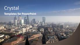  Presentation with paul - PPT layouts with grey city - aerial london view on a foggy day from st paul's uk background and a ocean colored foreground