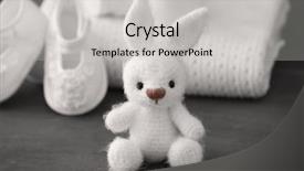  Presentation with baby chickens little cute chicks - PPT theme consisting of grey color - cute knitted toy bunny background and a light gray colored foreground