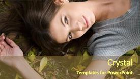  Presentation with beauty beautiful autumn in japanese - Presentation theme having grey color - young beauty girl background and a  colored foreground