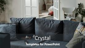  Presentation with open door - Presentation design with grey-comfortable-couch-with-several background and a  colored foreground