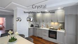  Presentation with classic - Presentation theme enhanced with grey-contemporary-classic-studio-kitchen background and a light gray colored foreground
