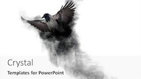  Presentation with crow - PPT theme enhanced with grey-crow-flying-from-smoke background and a light gray colored foreground