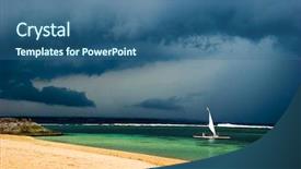  Presentation with bad weather - Cool new PPT theme with grey dark blue - sailboat on the horizon backdrop and a ocean colored foreground