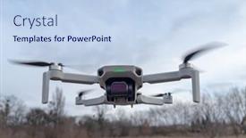  Presentation with camera drone - Amazing slides having grey-drone-with-camera-flying backdrop and a sky blue colored foreground