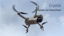  Presentation with camera drone - Audience pleasing slides consisting of grey-drone-with-camera-flying backdrop and a light blue colored foreground