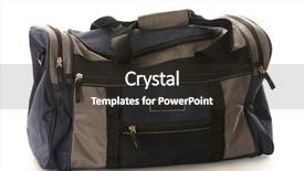  Presentation with sport blue - Colorful PPT layouts enhanced with grey duffel or luggage bag backdrop and a dark gray colored foreground